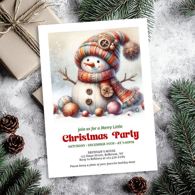 Tidlös seriefigur snömannen barn inbjudan digital (Timeless cartoon snowman invitation digital festive decor

)