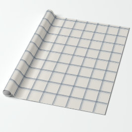 Tidlös skifferblå fönsterrutig rutmönster presentpapper