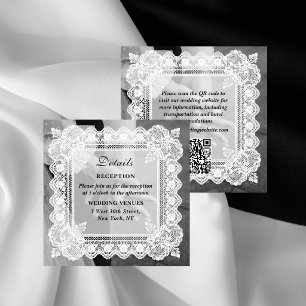 Tidlös spets Foto QR-kod Bröllopsdetaljer Tilläggskort