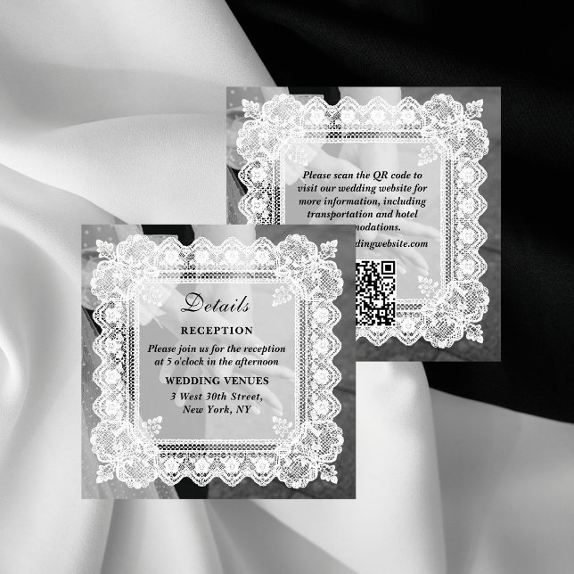 Tidlös spets Foto QR-kod Bröllopsdetaljer Tilläggskort (Skapare uppladdad)