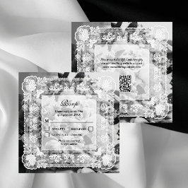 Tidlös spetsram Foto QR-kod Bröllop RSVP