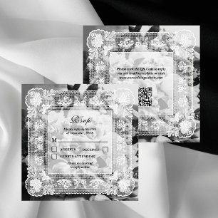 Tidlös spetsram Foto QR-kod Bröllop RSVP