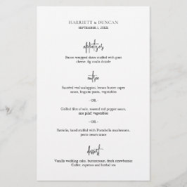 Tidlös svart och vit elegant bröllopsmeny