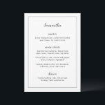 Tidlös svart och vit gästnamn bröllop meny<br><div class="desc">Elegant bröllopsmeny med en enkel design med serif- och script-typsnitt inuti en ram. Använd mallen för att lägga till varje gästs namn och hoppa över platskorten.</div>