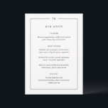 Tidlös svart och vit gästnamn Modern bröllopsfest Meny<br><div class="desc">Moderna bröllopsmenyer med en enkel men elegant design med din monogram högst upp och dina detaljer omgivna av en ram. Använd mallen för att lägga till varje gästnamn och hoppa över platskorten.</div>