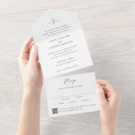 Tidlös svart och vit QR-kod Elegant bröllop