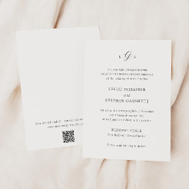 Tidlös svart och vit QR-kod Elegant bröllop Inbjudningar