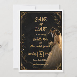 Tidlös svart Save The Date-kort Inbjudningar