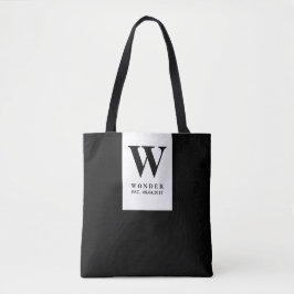 Tidlös svart vigselmonogram | Minimalistisk design Tygkasse