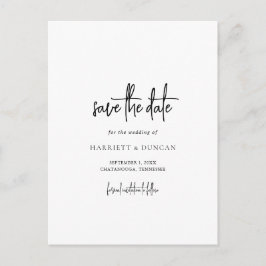 Tidlös svart-vit bröllopsinbjudan Save the Date Meddelande Vykort