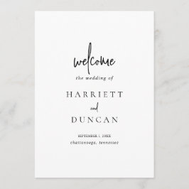 Tidlös svart-vit elegant bröllop program