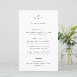 Tidlös svart-vit elegant bröllopsmeny