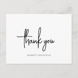 Tidlös svart-vit elegant tack för bröllopet vykort