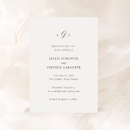 Tidlös svart-vit monogram elegant bröllop spara datumet