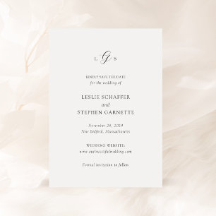 Tidlös svart-vit monogram elegant bröllop spara datumet