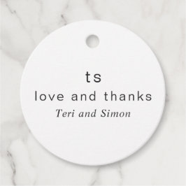 Tidlös svart-vit monogram modern bröllop gåvor etiketter