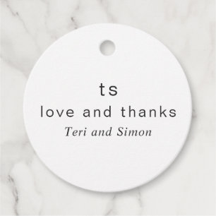 Tidlös svart-vit monogram modern bröllop gåvor etiketter