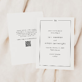 Tidlös svart-vit QR-kod modern bröllopsfest Spara Datumet