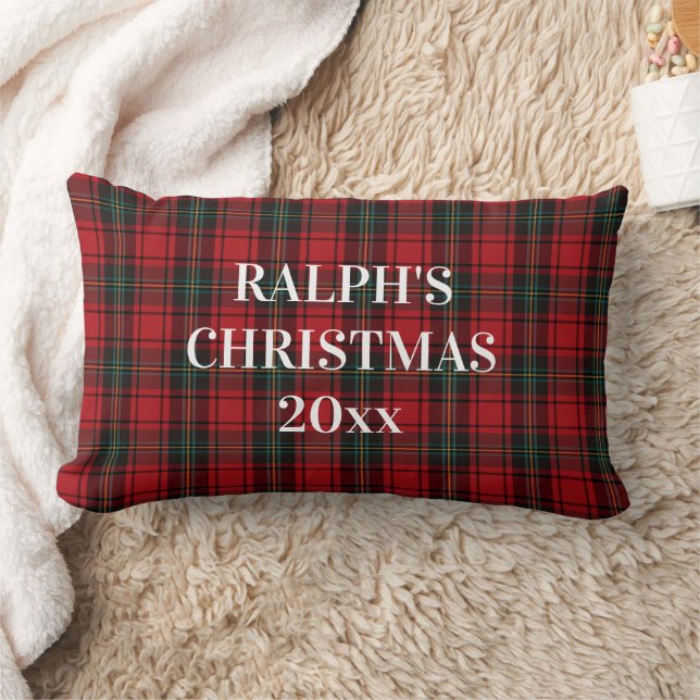 Tidlös Tartan Randig Röd Svart Ralph Jul Lumbarkudde (Filt)