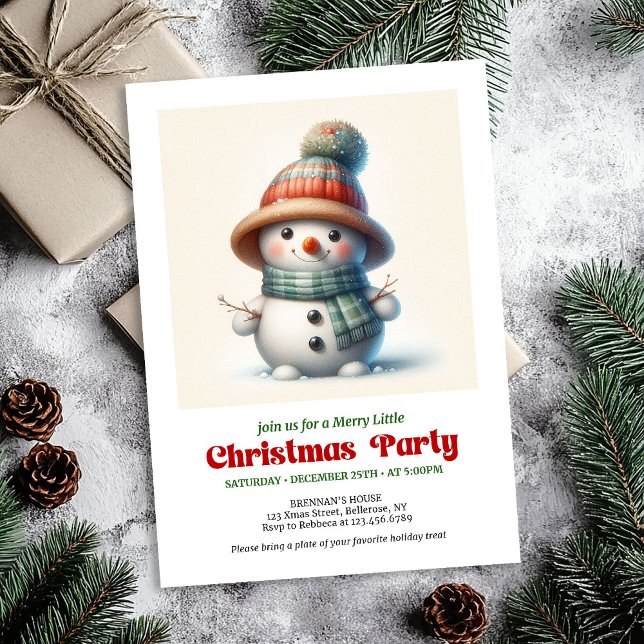 Tidlös tecknad snömannen inbjuder festlig utskrivb inbjudningar (Timeless cartoon snowman invite festive joy printable

)