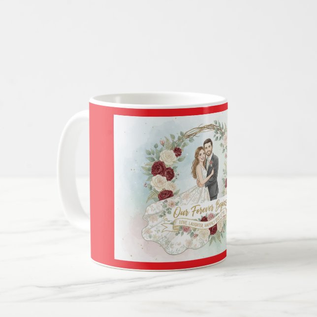 Tidlös Tillsammans röd Kaffemugg (Framsida vänster)