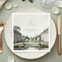Tidlös Trädgård | Fransk Château Monogram Bröllop Pappersservett
