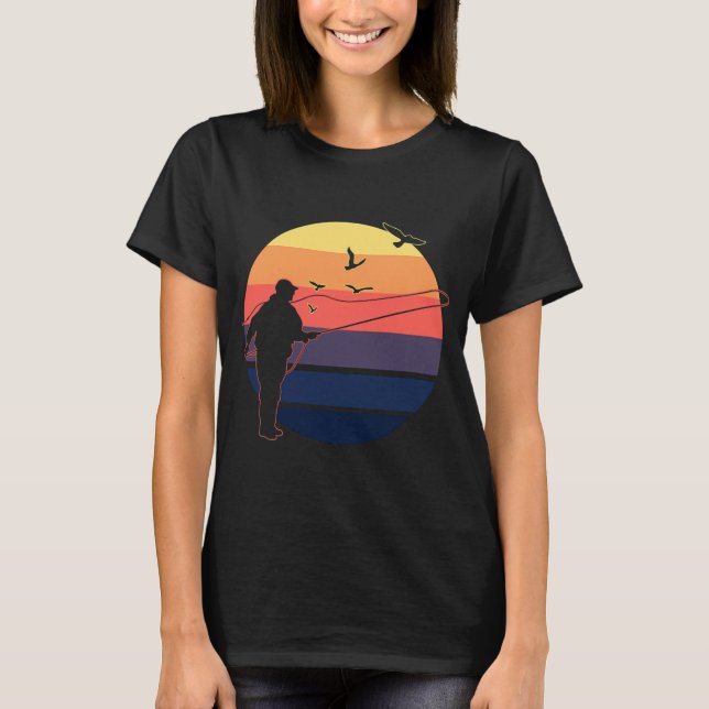 Tidlös Vintage Fiskescen Design T Shirt (Framsida)