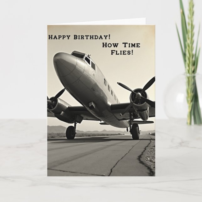 Tidlös Vintage Flygplanskort Kort (Framsida)