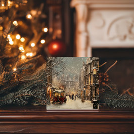 Tidlös Vintage London Snöig Jul Julkort