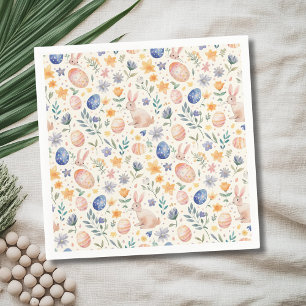 Tidlösa akvarellpastell Kanin Blommor Ägg Pappersservett