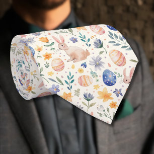 Tidlösa akvarellpastellkaninblommor ägg slips
