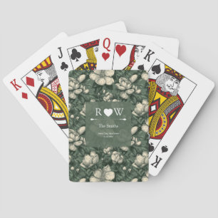 Tidlösa Gröna Gardenior Gnistrar Rustik Bröllop Casinokort