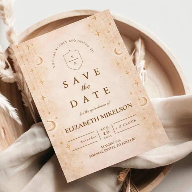 Tidlösa Måne Och Stjärnor Quinceañera Spara Datumet (Skapare uppladdad)