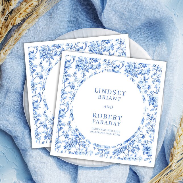 Tidlösa Navy Rosor Blommiga Bröllopsservetter Pappersservett (Timeless Navy Roses Floral Custom Wedding Napkins)