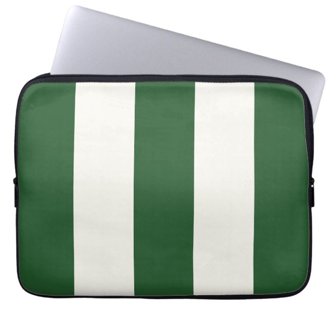 Tidlösa Ränder Grön Vit Laptop Fodral (Framsidan)