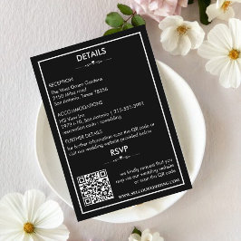 Tidlösa svarta och vita bröllopsdetaljer/Rsvp-kort Tilläggskort
