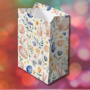 Tidlösa Vattenfärg Pastell Kanin Blommor Ägg