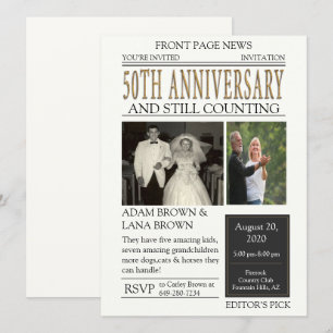 Tidning 50-årsjubileum firande inbjudningar