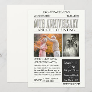 Tidning 60-årsjubileum firande inbjudningar