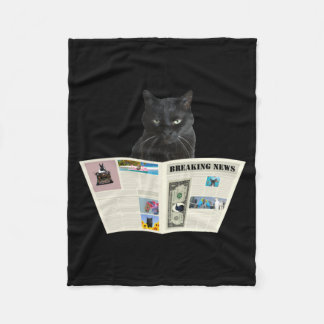Tidning Breaking News Svart Katt Au Journal Fleecefilt