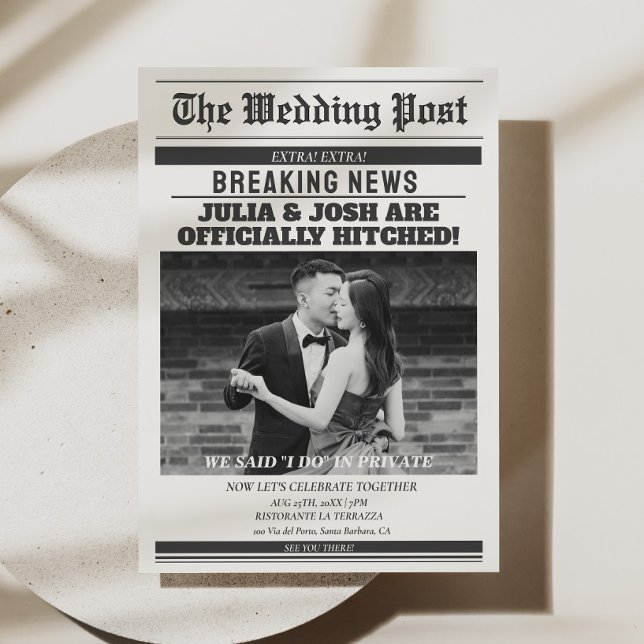 Tidning Bröllop Elopment Annonsering  Inbjudningar (wedding announcement newspapers invite)