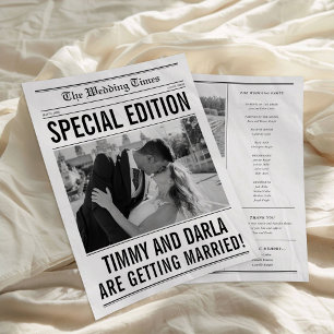 Tidning Bröllopsprogram Enkel Stor Sida