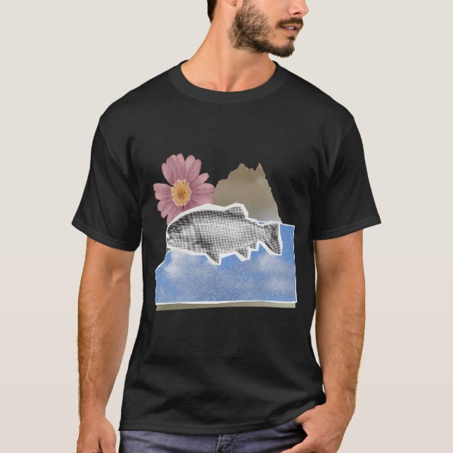 Tidning Fisk Botanisk Kollage T Shirt (Framsida)