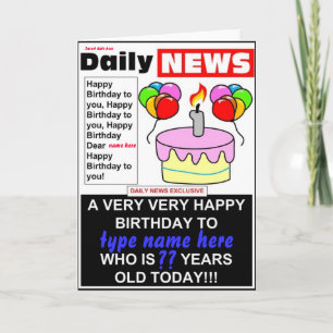 Tidning födelsedag kort