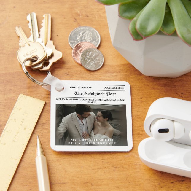 Tidning Gift par foto Nyckelring (Skrivbord)