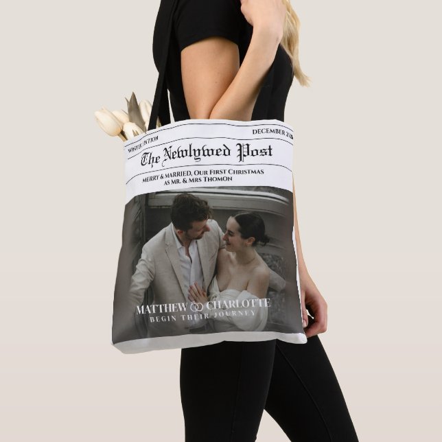 Tidning Gift par foto Tygkasse (Närbild)