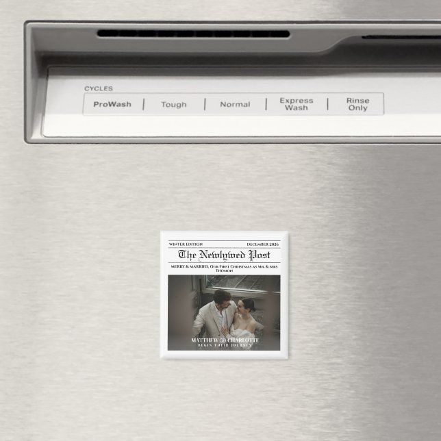 Tidning Glad och gift Foto Magnet (In Situ (Dishwasher))
