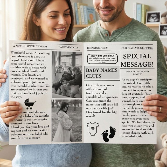 Tidning graviditet Baby Shower Annonsering Inbjudan (Skapare uppladdad)