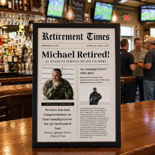 Tidning Pensionering Militärveteran Skumaffisch Poster