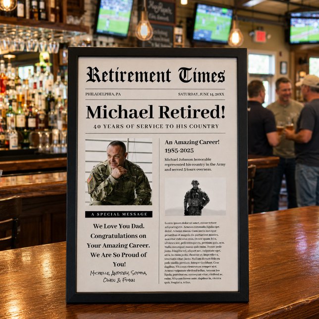 Tidning Pensionering Militärveteran Skumaffisch Poster (Skapare uppladdad)